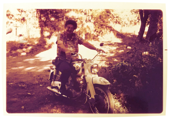 Martha Bullert on a motorcycle